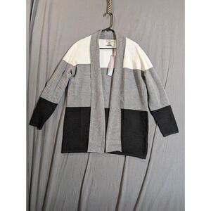 By Design Womens open cardigan long sleeve Stripe Size Large